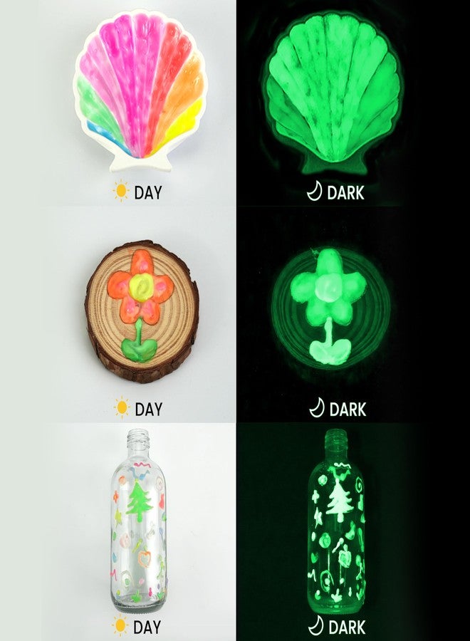 Artiggle Acrylic Colours | 6 Colours x 20 ml | DIY Paint, Rich Pigment | Multicolour & Multi-surface | Non-Cracking Paint for Canvas, Wood, Leather, Earthenware, Metal (Glow In The Dark) - Image 2